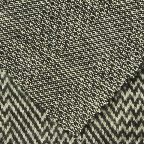 Black Zigzag Chunky Knit, Polyester, 340 gsm