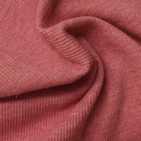 Heathered Red Marl Rib Knit, Poly-Cotton