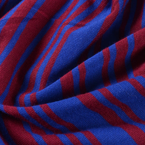 Striped Polyester Viscose Jersey Knit Fabric, 140 gsm, 150 cm — Blue