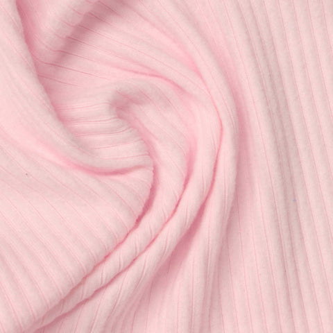 Brushed Polyester Stretch Rib Knit Fabric, 265 gsm, 145 cm — Pink