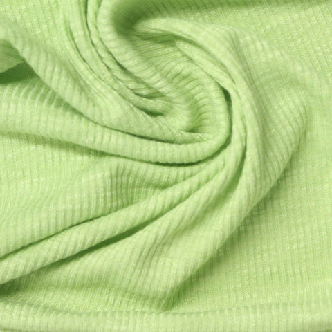 Slub Polyester Viscose Rib Knit Fabric, 180 gsm — Green