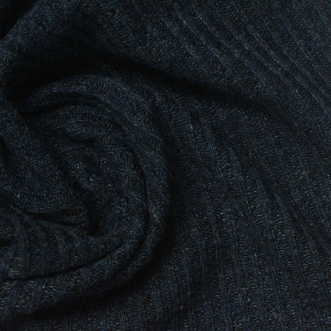 Polyester Cotton Rib Knit Fabric, 207 gsm, 175 cm — Navy