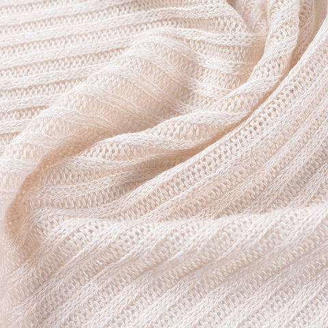 Viscose Stretch Chunky Knit Fabric, 186 gsm, 160 cm — White
