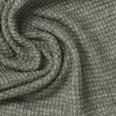 Grey Marl Waffle Knit, Viscose-Poly