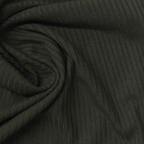 Polyester Viscose Stretch Rib Knit Fabric, 200 gsm, 132 cm — Green
