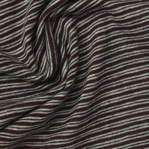 Burgundy Horizontal-Stripe Jersey Knit, Cotton