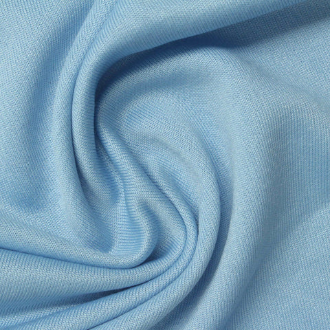 Polyester Cotton French Terry Fabric, 220 gsm, 155 cm — Blue