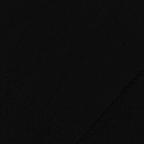 Cotton Modal Rib Knit Fabric, 355 gsm, 124 cm — Black