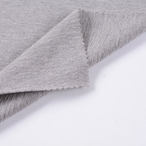 Grey Heathered-Marl Jersey Knit, Cotton-Poly