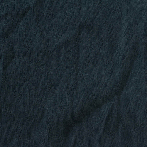 Dark Blue-Green Tone-on-Tone Diamond Pointelle Knit, Cotton-Poly