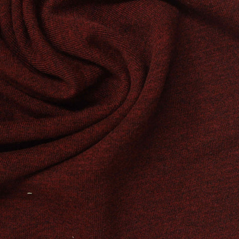 Dark Red Marl Rib Knit, Poly-Viscose, 650 gsm