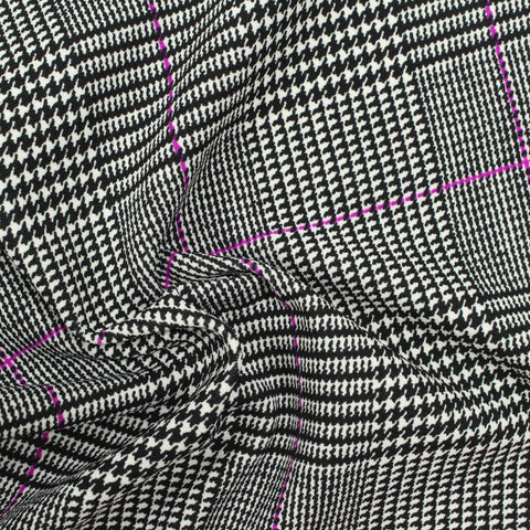 Black Houndstooth Linen-Look, Polyester