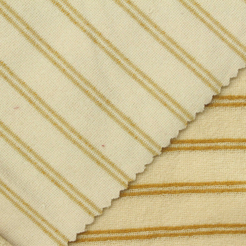 Gold Horizontal-Stripe French Terry, Poly-Viscose