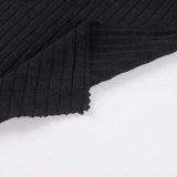 Striped Polyester Stretch Rib Knit Fabric — Black — photo 2