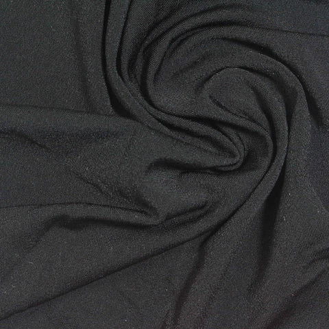 Polyester Stretch ITY Knit Fabric, 210 gsm, 155 cm — Black, ref EF-264556