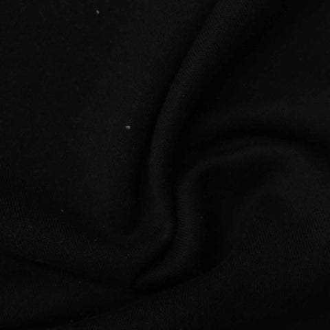 Polyester Cotton French Terry Fabric, 260 gsm, 175 cm — Black