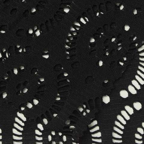 Polyester Stretch Lace Fabric, 190 gsm, 150 cm — Black