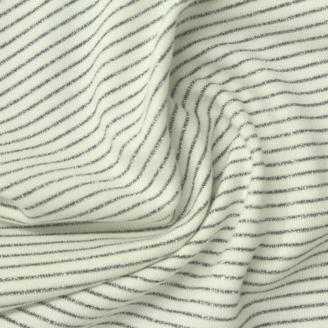 Grey Horizontal-Stripe Jersey Knit, Poly-Viscose, 220 gsm