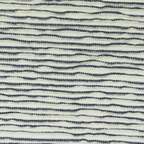 Navy Horizontal-Stripe Jersey Knit, Polyester, 200 gsm