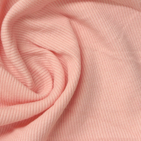 Polyester Cotton Stretch Rib Knit Fabric, 317 gsm, 120 cm — Pink