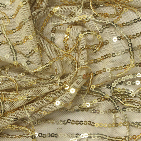 Gold Sequin Mesh, Polyester, 200 gsm, 150 cm