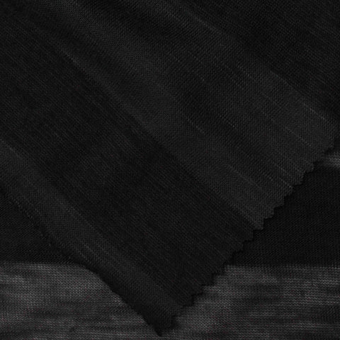 Striped Polyester Viscose Stretch Knit Fabric, 132 gsm, 145 cm — Black