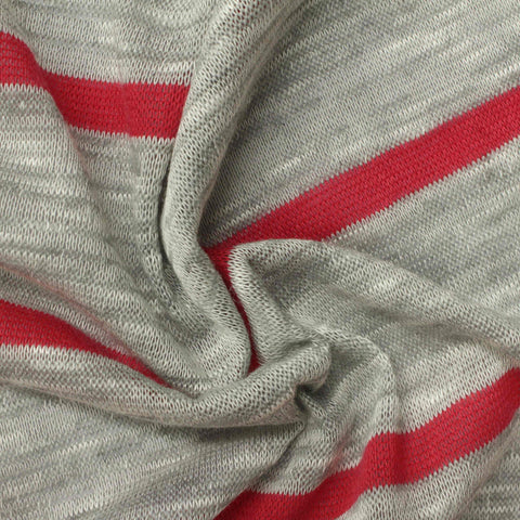 Red Horizontal-Stripe Chunky Knit, Poly-Viscose