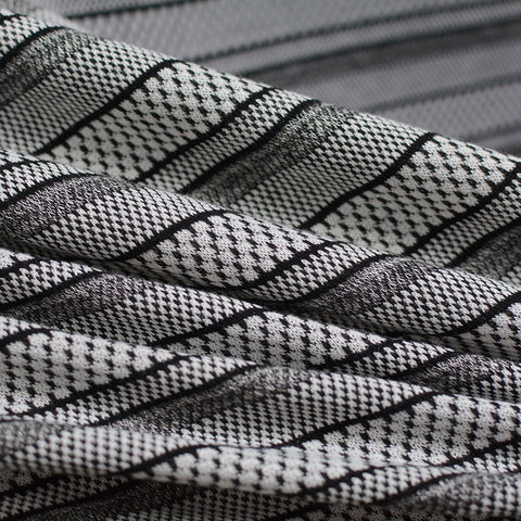 Black Horizontal-Stripe Knit, Polyester, 180 gsm