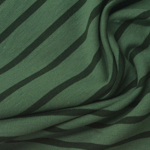 Green Stripes French Terry, Cotton
