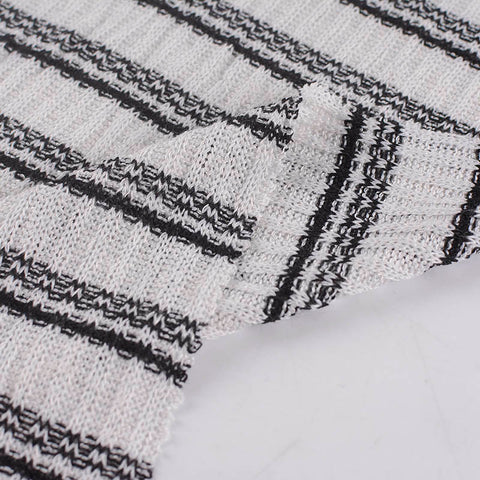 Light Grey Horizontal-Stripe Rib Knit, Poly-Viscose, 190 gsm