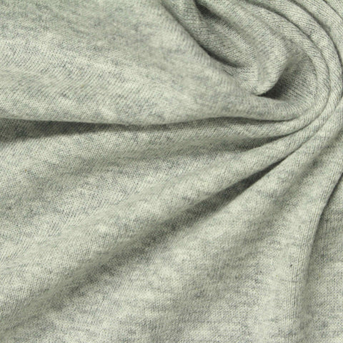 Light Grey Heathered-Marl Rib Knit, Cotton, 185 gsm