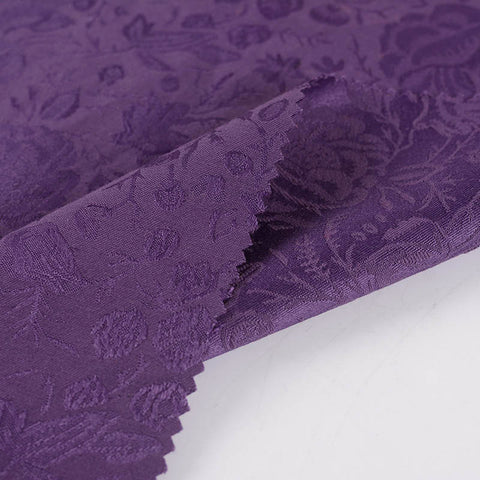 Purple Floral Jacquard, Poly-Cotton, 220 gsm, 145 cm