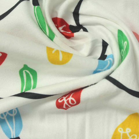 Printed Brushed 100% Polyester Jersey Knit Fabric, 145 gsm, 160 cm — White