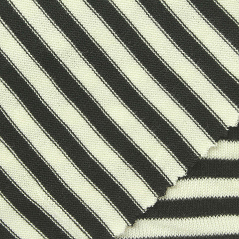 Black Horizontal-Stripe Chunky Knit, Viscose, 185 gsm
