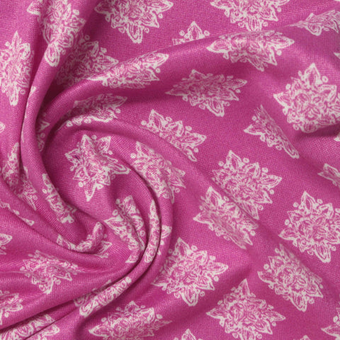 White Floral Milk Silk Knit, Polyester, 180 gsm