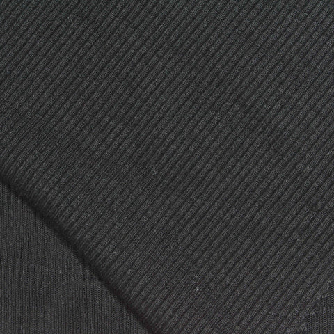 Viscose Stretch Rib Knit Fabric, 290 gsm, 120 cm — Black