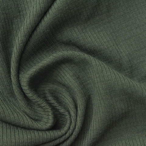 Olive Rib Knit, Cotton-Poly