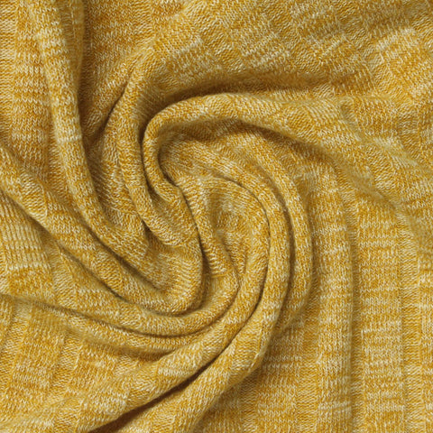 Yellow Marl Rib Knit, Viscose-Poly, 255 gsm