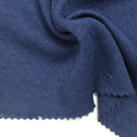 Yarn-Dyed 100% Wool Interlock Knit Fabric, 210 gsm — Navy