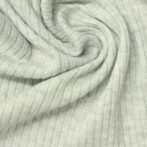Light Grey Marl Rib Knit, Poly-Viscose, 170 gsm, 170 cm