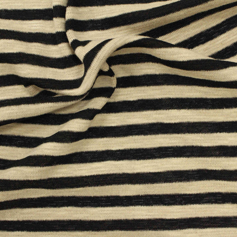 Black Horizontal-Stripe Knit, Cotton-Poly, 179 gsm