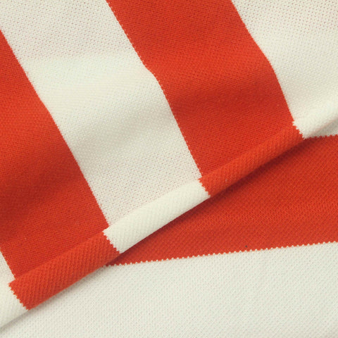 Orange Horizontal-Stripe Piqué Knit, Cotton-Poly