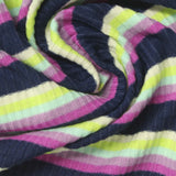 Dark Blue Horizontal-Stripe Rib Knit, Poly-Viscose — photo 2
