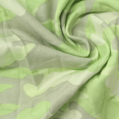 Light Green Camo French Terry, Cotton