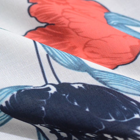 Red Floral Twill, Polyester, 120 gsm