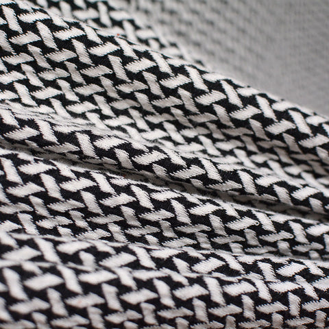 Black Geometric Interlock Knit, Poly-Cotton, 222 gsm