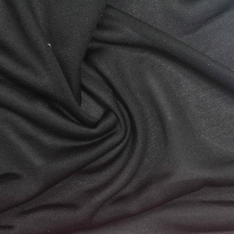 Acetate Polyester Jersey Knit Fabric, 110 gsm, 125 cm — Black