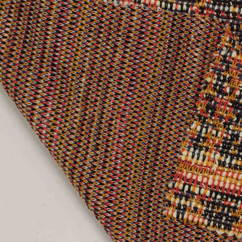 Black Irregular-Plaid Interlock Knit, Poly-Cotton, 319 gsm
