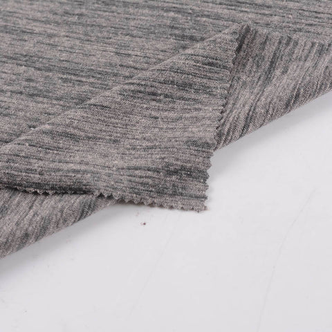 Grey Marl Rib Knit, Poly-Cotton, 233 gsm