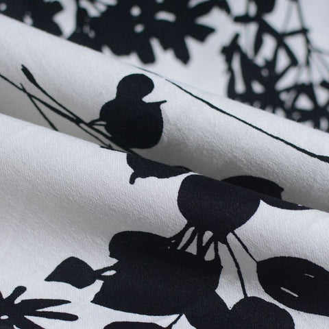 Black Floral Sateen, Cotton, 195 gsm